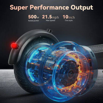 HEZZO G30 36V 500W Electric Scooter — 21MPH, 37.5-Mile Range, 10" Wheels, 15Ah Foldable Escooter with Front Suspension