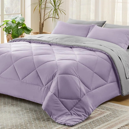 Bedsure Reversible Comforter Set – Queen Bed-in-a-Bag with Sheets & Pillowcases, Twin to King Size