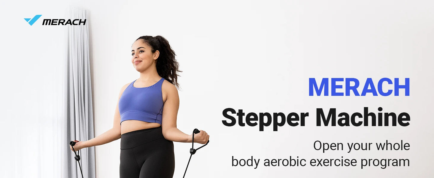 MERACH Mini Stepper with Resistance Bands — 330lbs Capacity Fitness Stepper for Home Exercise & Twisting Workouts