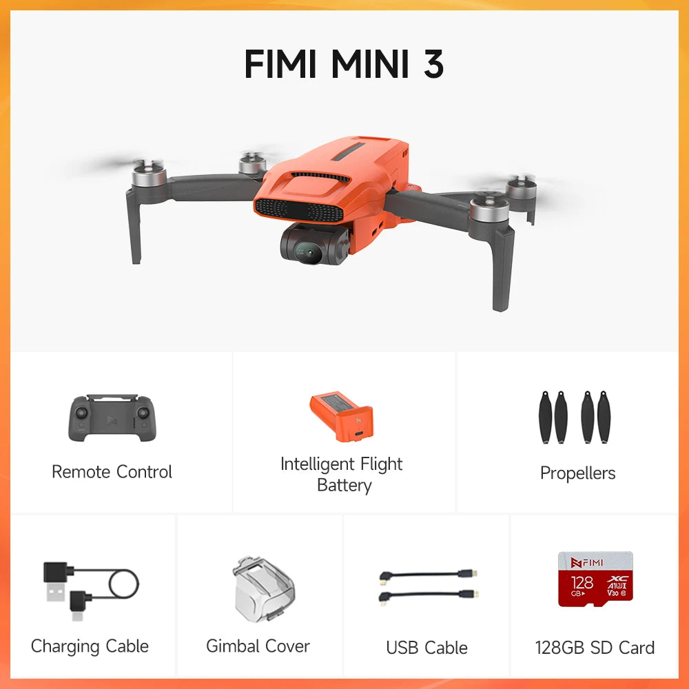 FIMI MINI 3 Drone – 4K 60FPS AI Super Night Video, 9KM Range, 3-Axis Gimbal, 249g Ultralight Smart Tracking Pro Drone