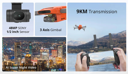 FIMI MINI 3 Drone – 4K 60FPS AI Super Night Video, 9KM Range, 3-Axis Gimbal, 249g Ultralight Smart Tracking Pro Drone