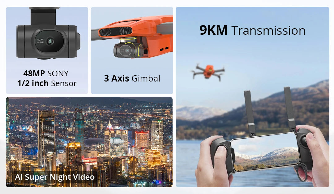FIMI MINI 3 Drone 4K 60fps AI Smart Tracking – 9km Range 3-Axis Gimbal Ultralight 249g Mini Pro Drone