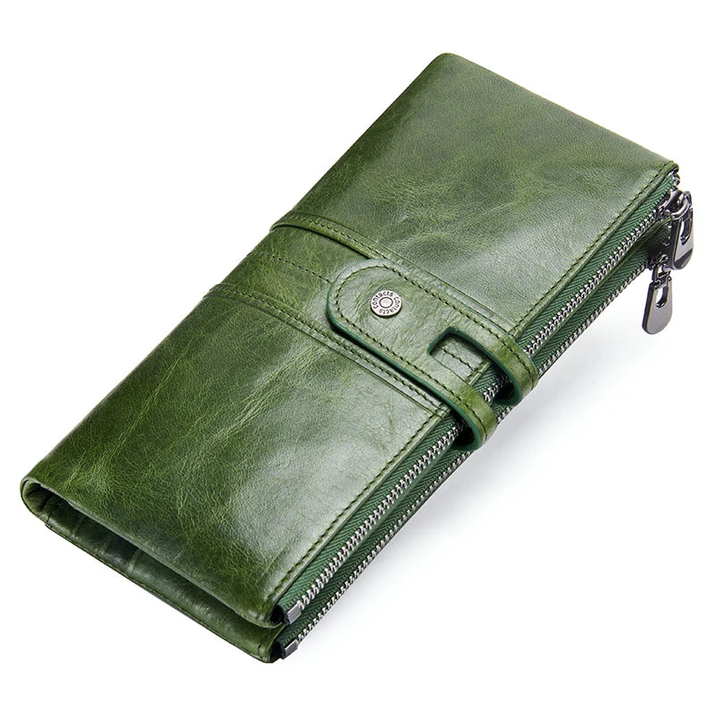 CONTACT'S Men’s Genuine Leather Clutch Wallet – Long Vintage Wallet with Card Holder, Zipper Coin Purse & Money Bag
