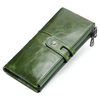 CONTACT'S Men’s Genuine Leather Clutch Wallet – Long Vintage Wallet with Card Holder, Zipper Coin Purse & Money Bag