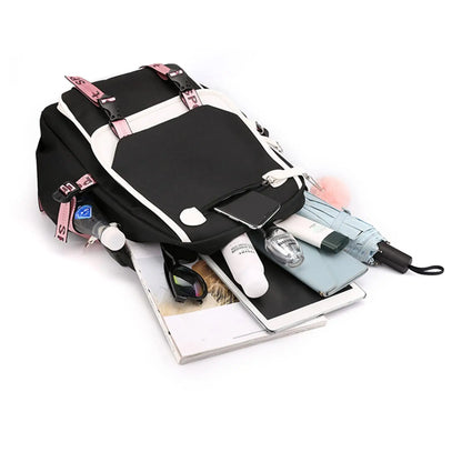 KPop Demon Hunters Saja Boys Backpack – Gothic Hip Hop School Bag for Teenagers