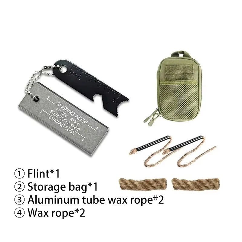 Portable Magnesium Fire Starter Stick – Flint Lighter with Wooden Handle for Outdoor Survival & Camping