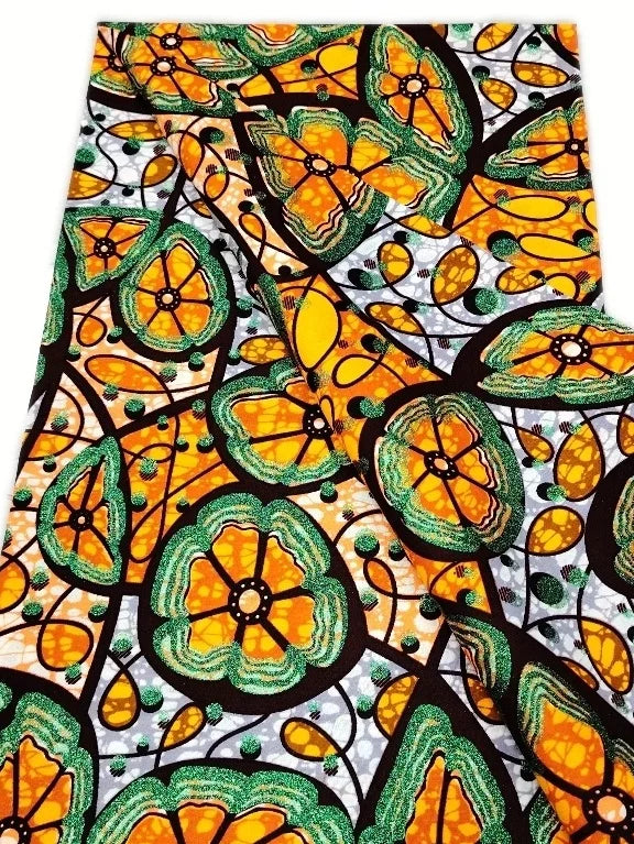 Original African Wax Print Fabric - 6 Yards 100% Cotton Nigerian Ankara Sewing Material for Women’s Dresses