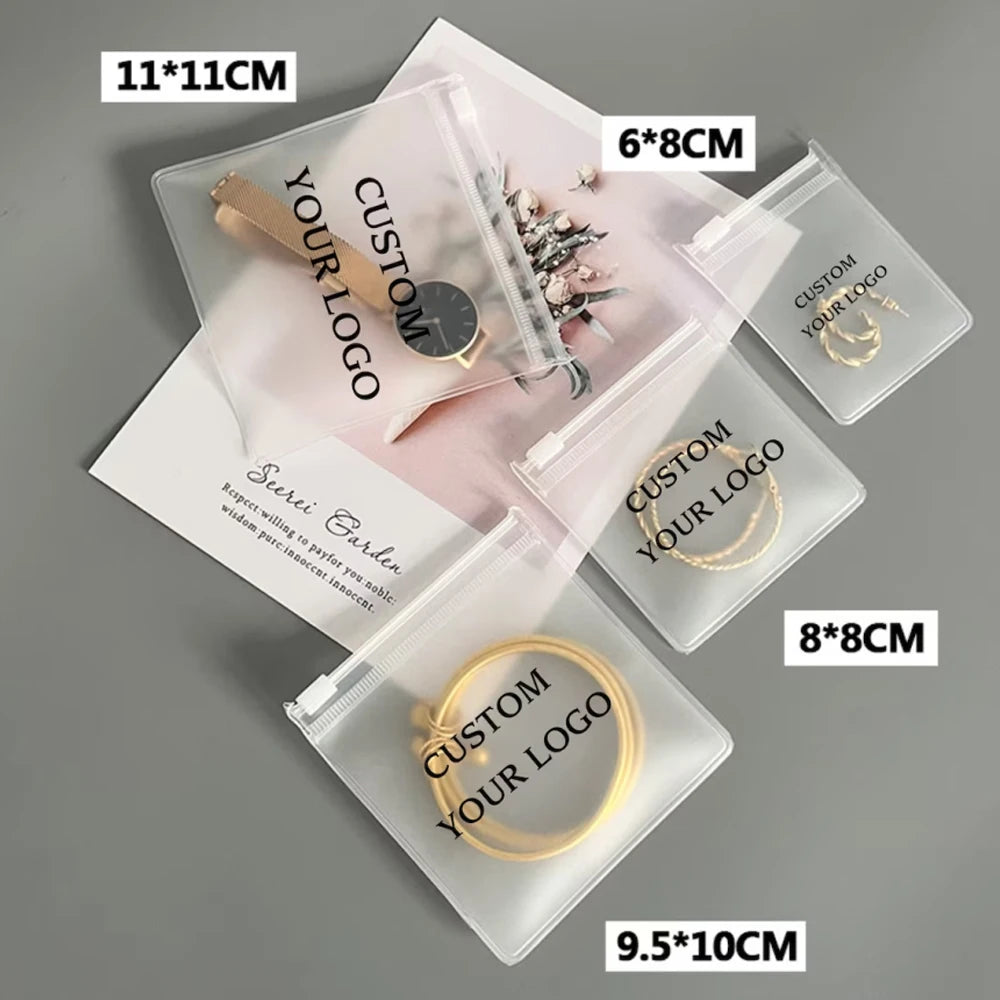 Personalized Transparent EVA Jewelry Zipper Bag – Frosted Plastic Storage Pouch for Ring, Earring, Necklace & Bracelet Packaging