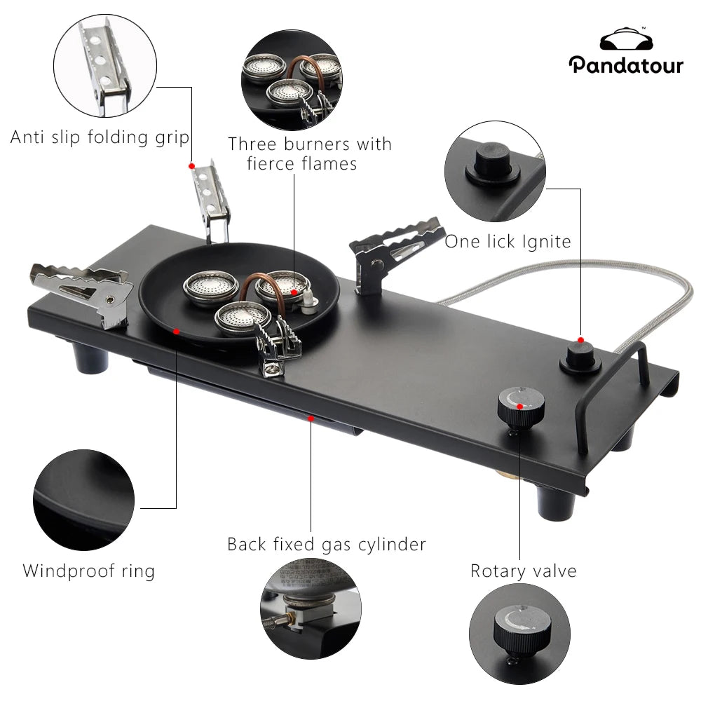Pandatour IGT Folding Camping Gas Stove - One-Click Ignition High-Power Portable Table Burner