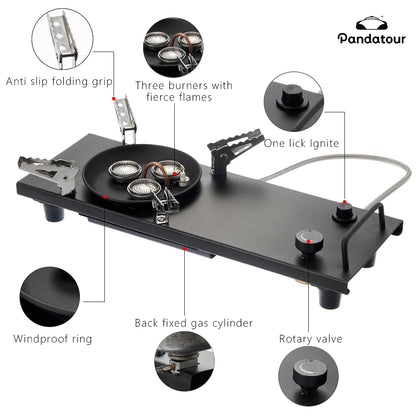 Pandatour IGT Folding Camping Gas Stove - One-Click Ignition High-Power Portable Table Burner
