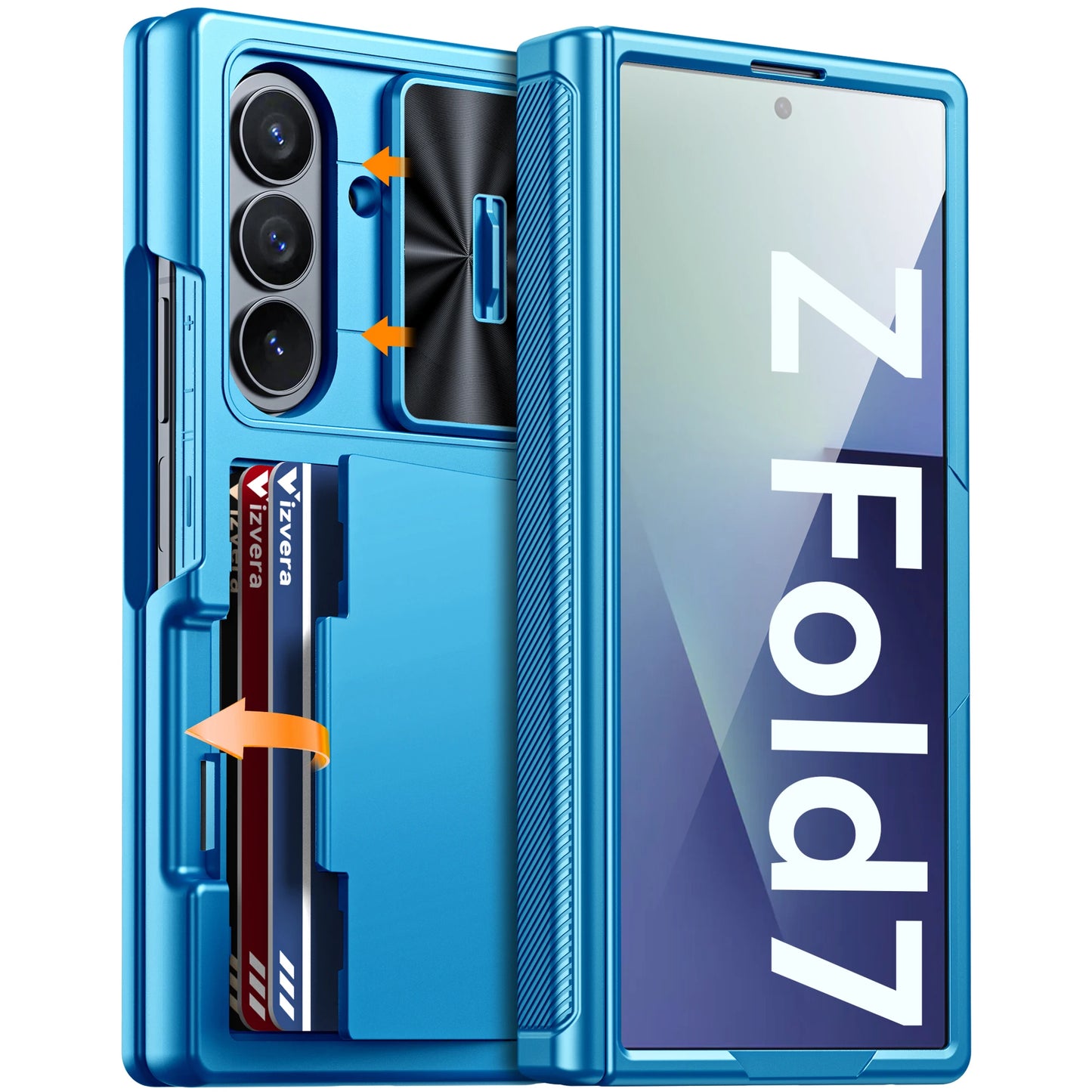 Samsung Galaxy Z Fold 7 Case – Black Shockproof Silicone Wallet with RFID Card Holder, Hinge & Camera Protection