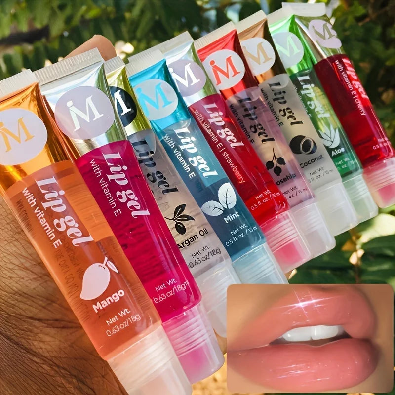 6-Piece Moisturizing Clear Lip Gloss Set - Rosehip, Argan, Peppermint, Aloe & Coconut Lip Oils