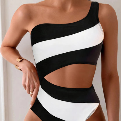 Sexy One Shoulder One Piece Swimsuit - Women's Bodysuit Beachwear Pool Bathing Suit Jumpsuit Outfit