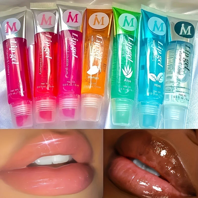 6Pcs Moisturizing Clear Lip Gloss Set – VE, Rosehip, Argan, Peppermint, Aloe & Coconut Flavors, Plumping Lip Oils Gift