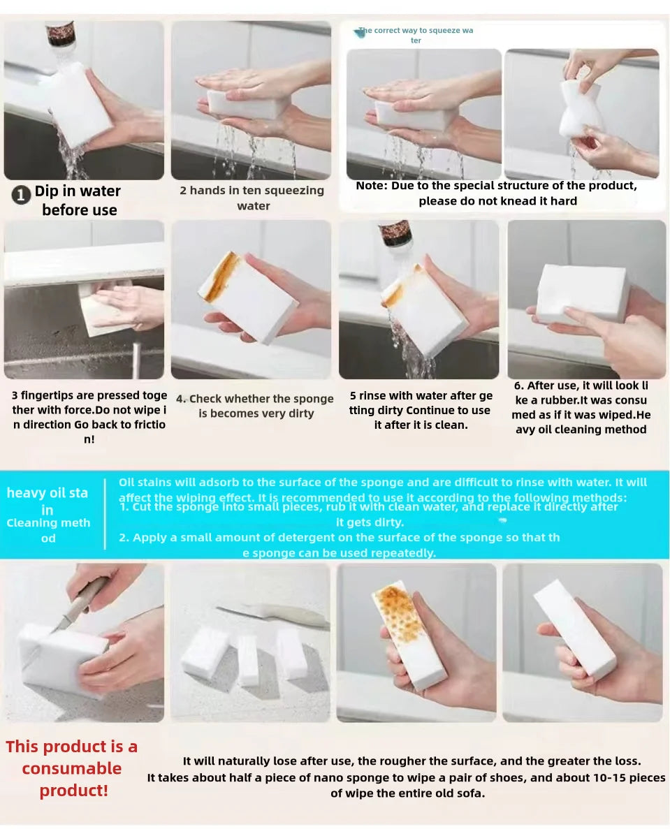 High-Density Nano Cleaning Sponge – Magic Wiping Cotton for Kitchen Cleaning