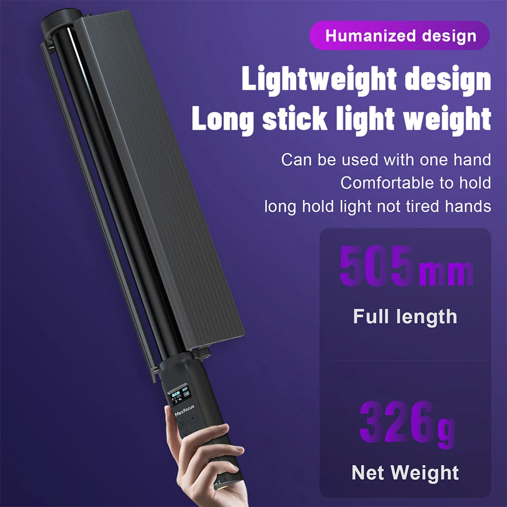 RGB LED Video Light Stick - Handheld Colorful Fill Light Wand with Barndoor for Photography and Video Lighting