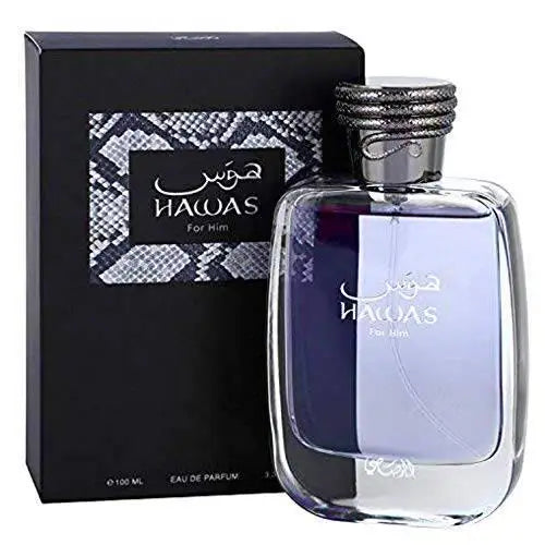 RASASI Hawas Black Eau de Parfum for Men – 3.4 Oz | Long-Lasting Premium Arabian Fragrance
