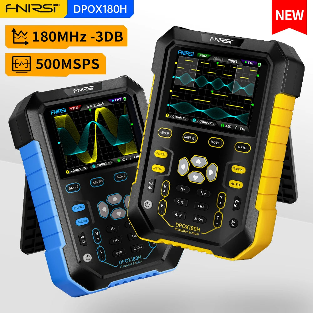 FNIRSI DPOX180H Digital Oscilloscope - 180MHz Dual-Channel Handheld Scope with Signal Generator and Fluorescent Display