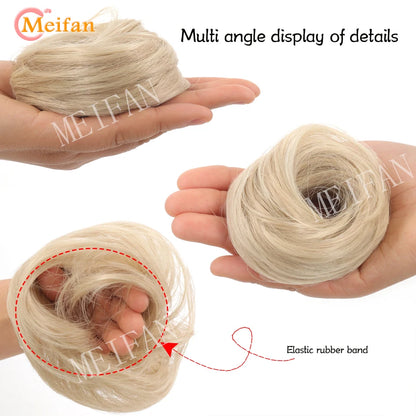 MEIFAN Synthetic Chignon Hair Bun – Elastic Rubber Band Clip-In Updo Ponytail Hair Extension for Women