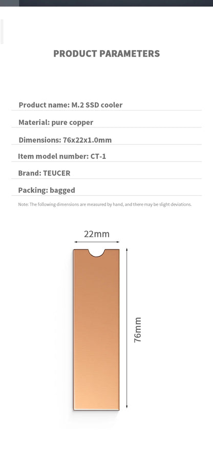 LDPCSJ M.2 NVME SSD Heatsink with Nano Thermal Pads - Copper Cooling for M2 2280 Laptop SSD