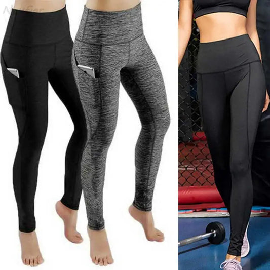 Elevate Your Workout: High Waist Yoga Leggings with Tummy Control, Ruched Booty, and Pockets - Seamless Compression Tights for Women