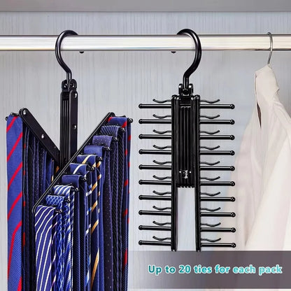 Rotating Tie & Belt Rack — Space-Saving Adjustable Holder with Non-Slip Clips for Home Storage