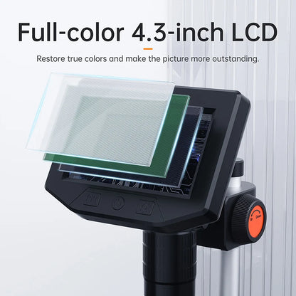 4.3 Inch LCD Digital Microscope | 1080P, 50-1000x Zoom Stereo Camera for Electronics Repair & PCB Inspection