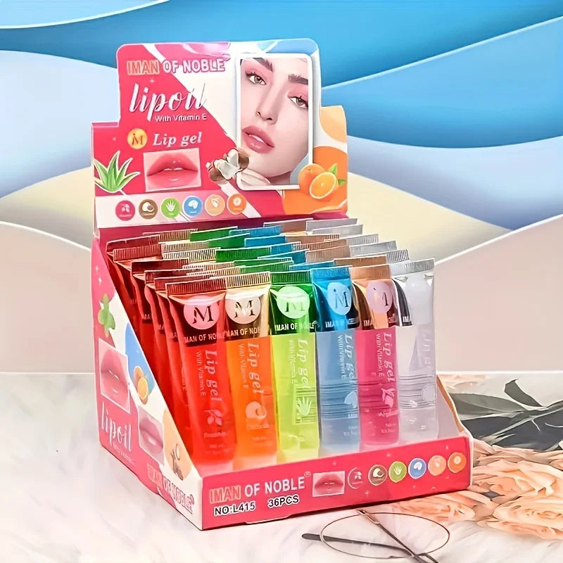 6-Piece Moisturizing Clear Lip Gloss Set - Rosehip, Argan, Peppermint, Aloe & Coconut Lip Oils