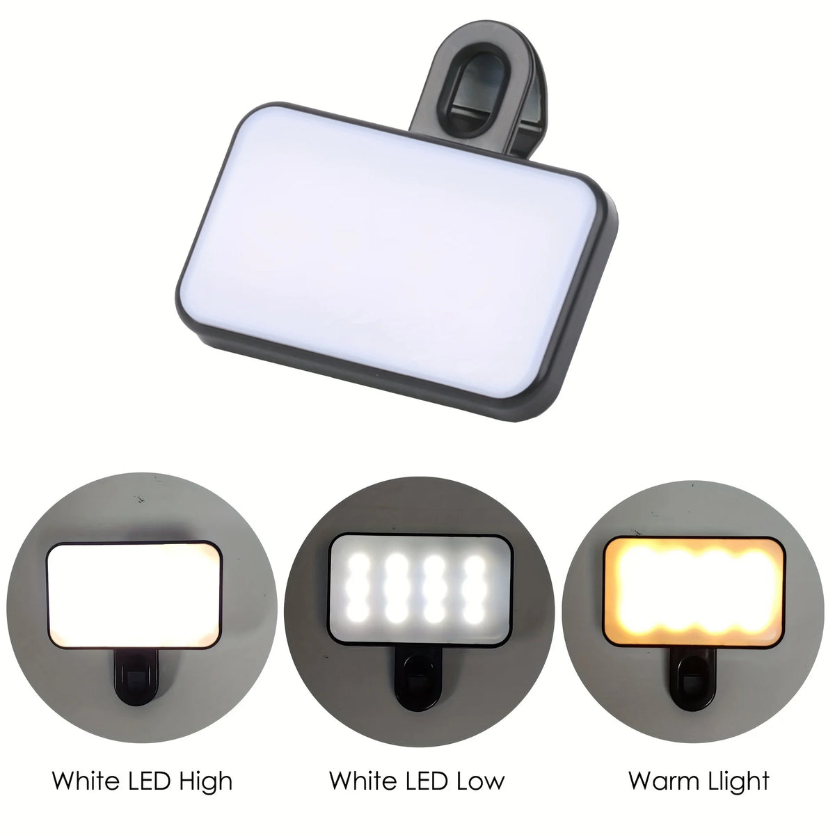 Portable Mini Selfie Fill Light - Rechargeable 3-Mode Clip-On LED Light for Phone & Computer