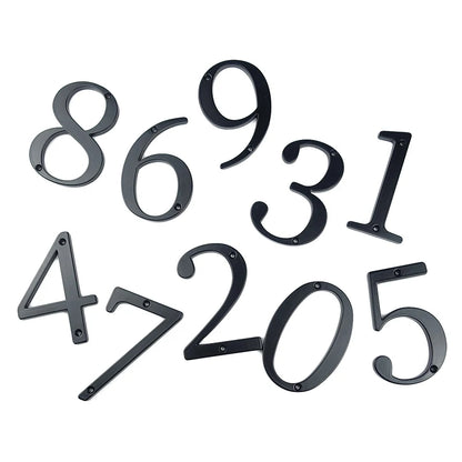 Black 101mm House Numbers - Modern Zinc Alloy Door & Mailbox Address Signs with Screws
