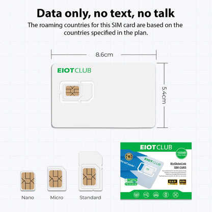 EIOTCLUB Global Travel SIM Card - International Data SIM for USA, Europe, Australia, New Zealand & Turkey