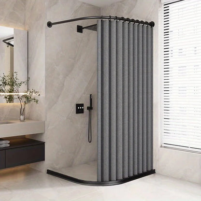 Foldable Magnetic Shower Curtain - Waterproof Bathroom Privacy Divider for Home, Apartment and Dorm