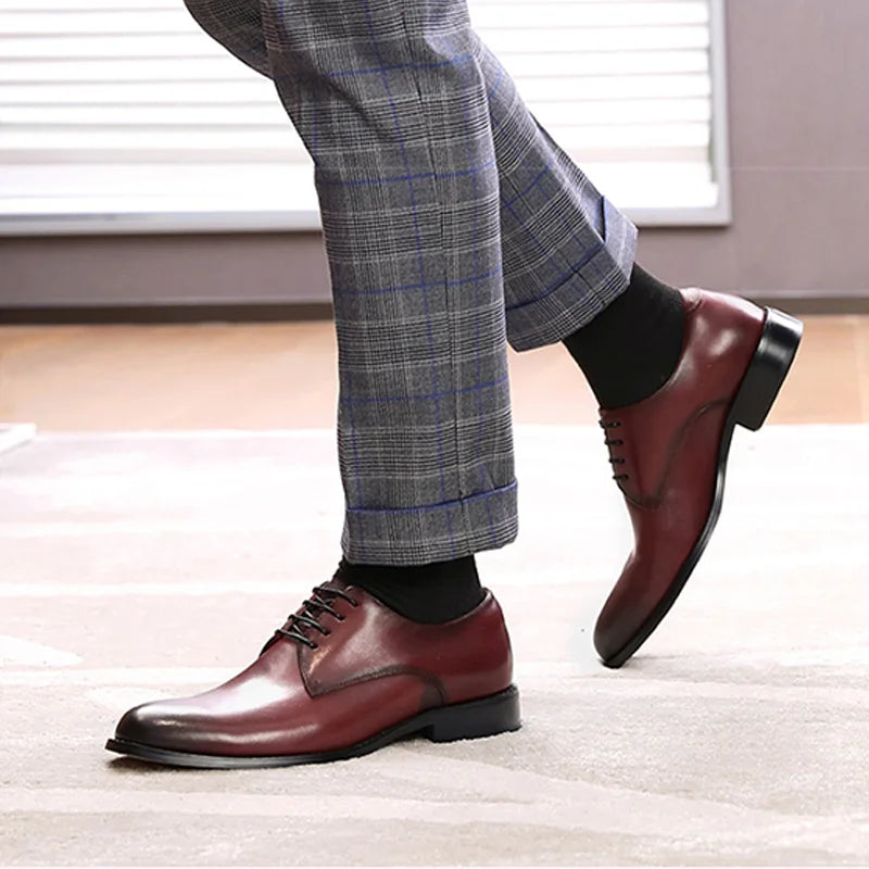 Men’s Genuine Leather Derby Shoes - Classic Business Dress and Casual Footwear for Office and Special Occasions