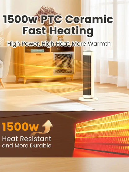 AIRMATE 25-Inch Ceramic Tower Space Heater - Electric Indoor Heater with Adjustable Thermostat for Large Rooms