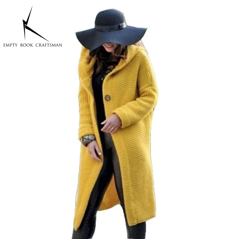New Autumn/Winter Cashmere Cardigan – Women's Loose Long Sleeve Sweater, Solid Color Knitted & Thickened Top