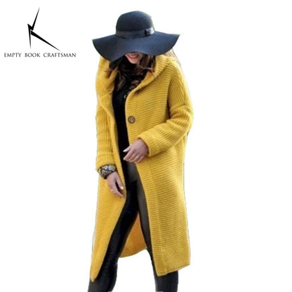New Autumn/Winter Cashmere Cardigan – Women's Loose Long Sleeve Sweater, Solid Color Knitted & Thickened Top