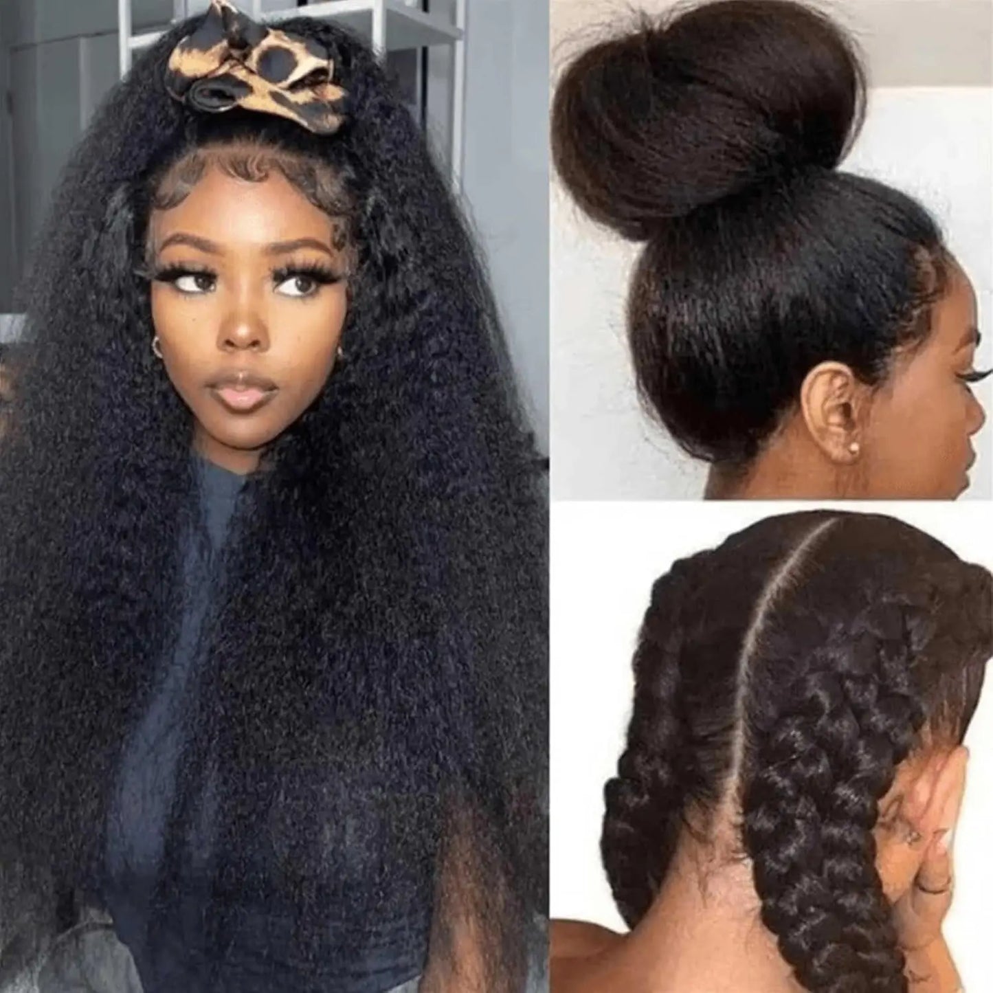 Kinky Straight Glueless 4x4 Lace Front Wig – Pre-Plucked, Pre-Cut Human Hair for Black Women