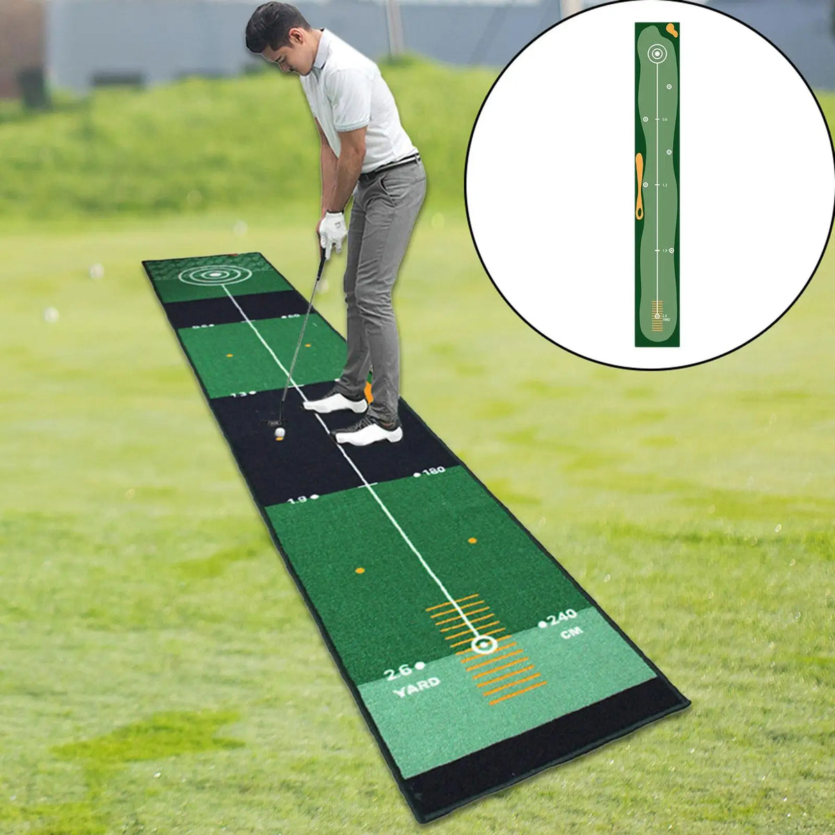 Portable Golf Putting Mat – Lightweight Putting Practice Training Aid for Home, Lawn, and Park, Golf Gift Accessory