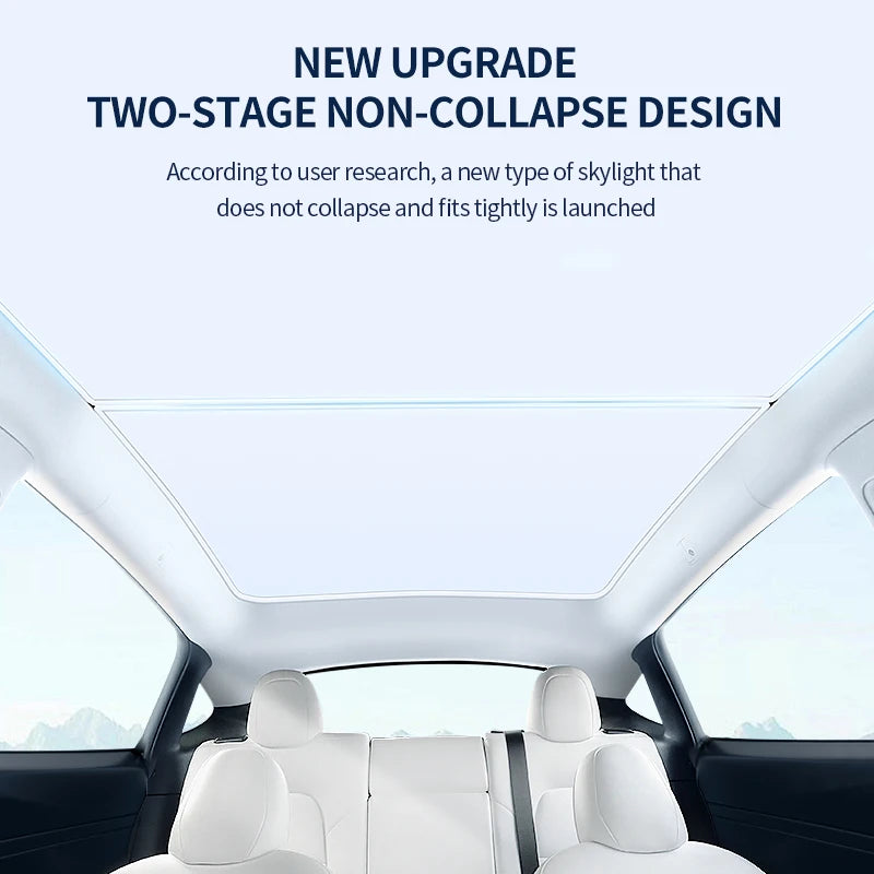 2PCS Car Roof Sunshade Set for Tesla Model 3/Y (Highland & Juniper) – Front & Rear Glass Roof Skylight Ice Cloth Buckle Sun Protection Covers