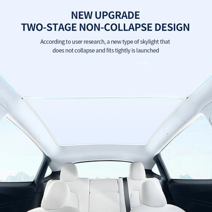 2PCS Car Roof Sunshade Set for Tesla Model 3/Y (Highland & Juniper) – Front & Rear Glass Roof Skylight Ice Cloth Buckle Sun Protection Covers