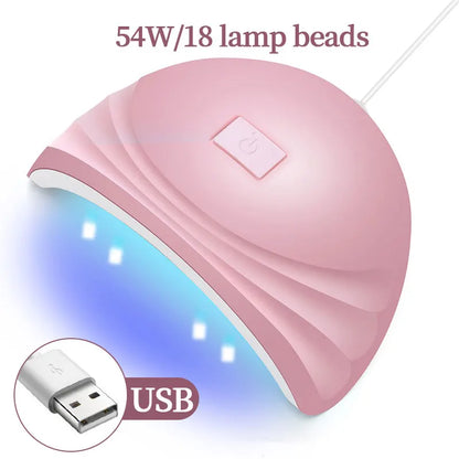 CNHIDS 54W 18 LED UV Nail Dryer – Manicure Lamp with USB, Smart Timer & Sun Light for Gel Nail Polish Curing