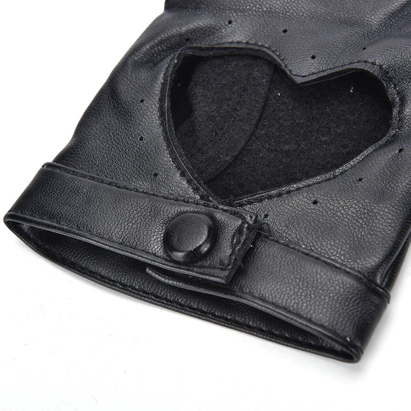 Women’s Punk Leather Fingerless Gloves – Biker Driving Mittens for Motorcycle, Dance & Streetwear Fashion Accessories