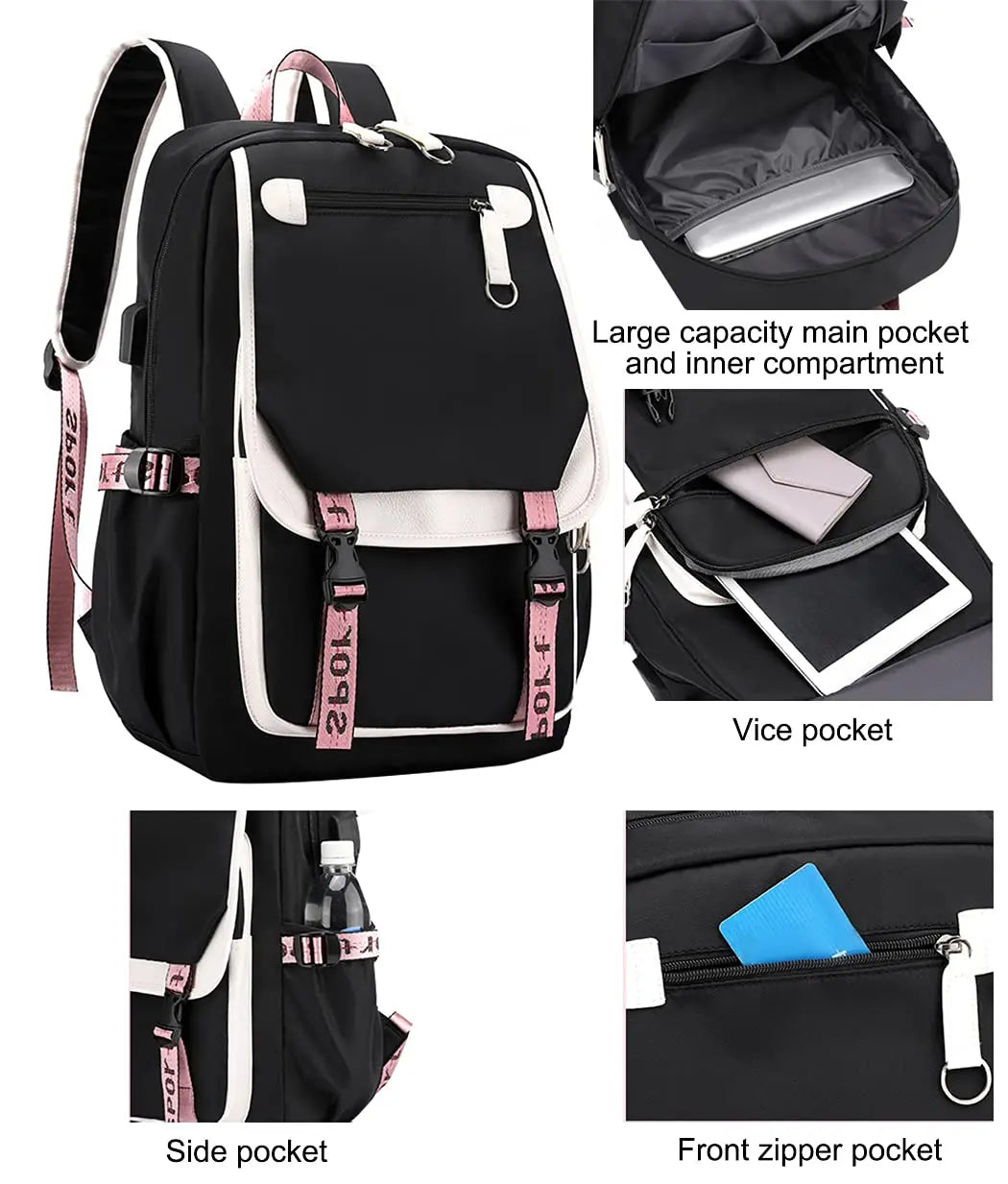 KPop Demon Hunters Saja Boys Backpack – Gothic Hip Hop School Bag for Teenagers