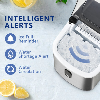SIMZLIFE Portable Ice Maker Machine – 26.5lbs/Day, 9 Cubes in 6 Mins with Auto-Cleaning & Scoop