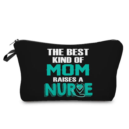 Organizer Toiletry Kit - Cartoon Letter Print Cosmetic Bag for Nurses, Doctors, Travel Makeup Bag, Women's Pencil Case Gift
