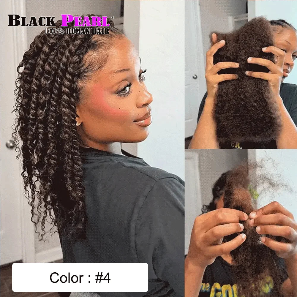 Black Pearl Peruvian Kinky Curly Hair - 100% Remy Human Hair Bulk Braiding Bundles