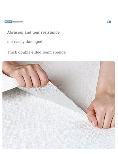 50cm x 10m Linen 3D Foam Self-Adhesive PVC Wallpaper - Solid Color, Thickened Waterproof Wall Stickers for Renovation
