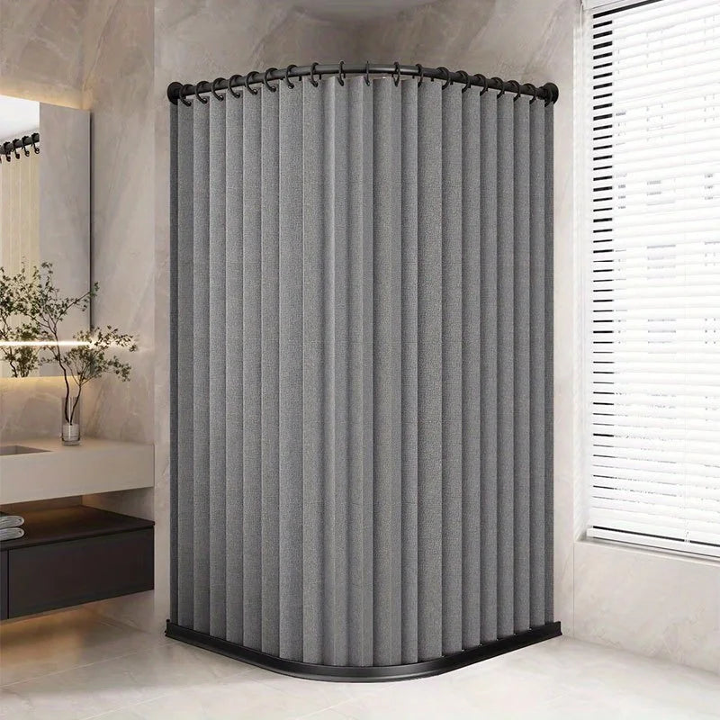 Foldable Magnetic Shower Curtain - Waterproof Bathroom Privacy Divider for Home, Apartment and Dorm