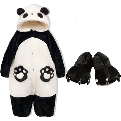 Winter Unisex Panda Robe Costume – Kigurumi Onesie, Unicorn Cosplay Pajamas, Animal Sleepwear Jumpsuit for Adults