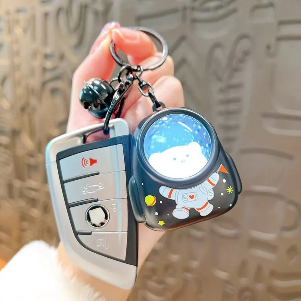 Cute Bear Night Light Keychain - Kawaii Bag Charm with Mini LED Atmosphere Light